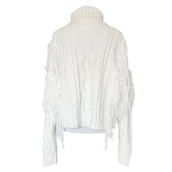 Ronny Kobo Maram Fringed Cableknit Turtleneck Sweater Women’s XL - Picture 7 of 11